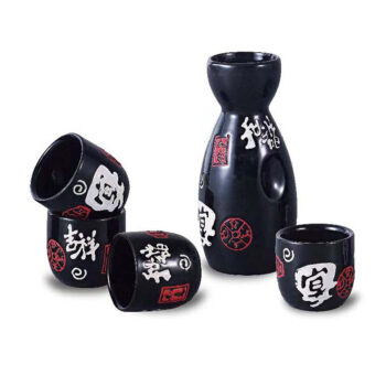 5-Piece Black Sake Set